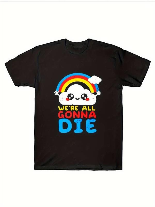 100% Cotton 100% Cotton Graphic Print Funny Tee - Relaxed Fit Summer Casual Top with Humorous "We're All Gonna Die" Slogan - Soft, Breathable, and Comfortable for Men's Daily Wear