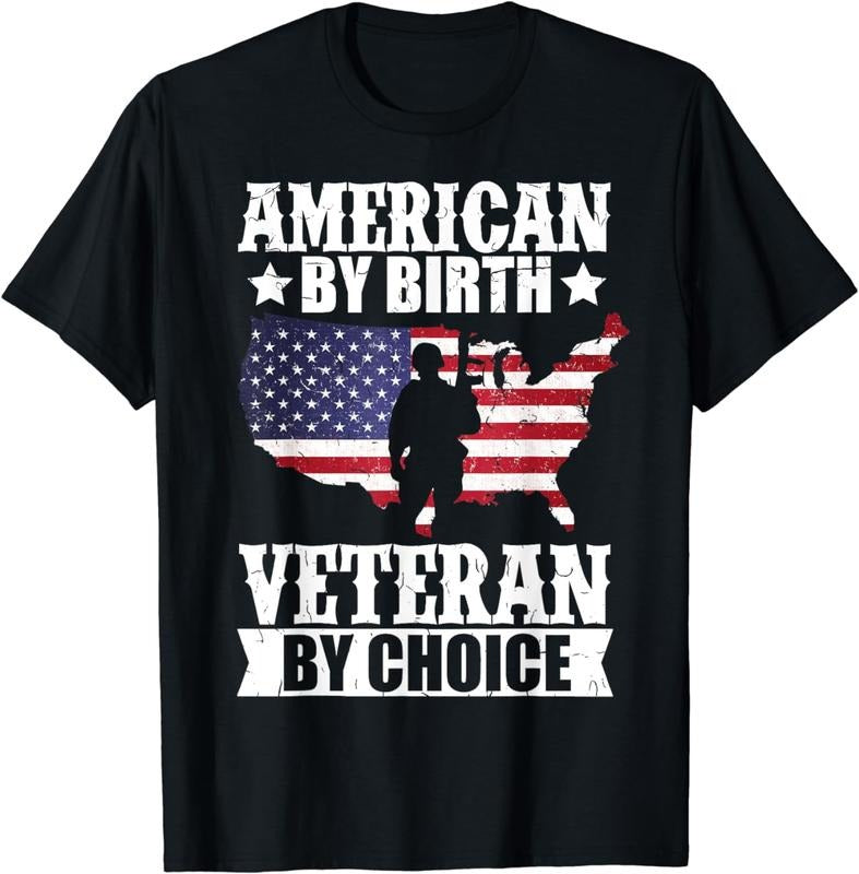 100% Cotton American By Birth Veteran By Choice US Flag Veterans Day T-Shirt