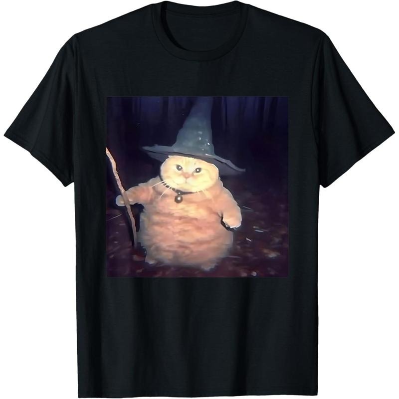 100% Cotton Cheeseball The Wizard Cat Vintage 90s Orange Cat Witch Cat T-Shirt