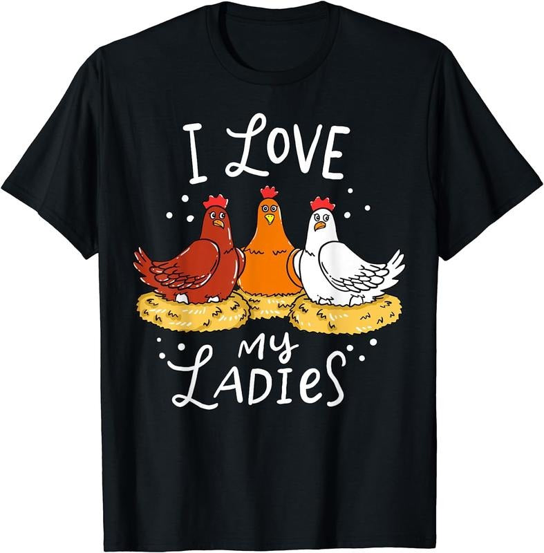 100% Cotton Chicken Chicks Eggs Farmer Funny Gift Womens T-Shirt