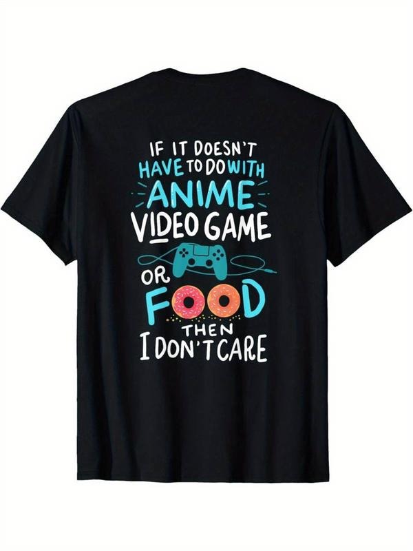 100% Cotton Funny Anime & Gaming Tee - Black Men's Humorous Graphic T-Shirt