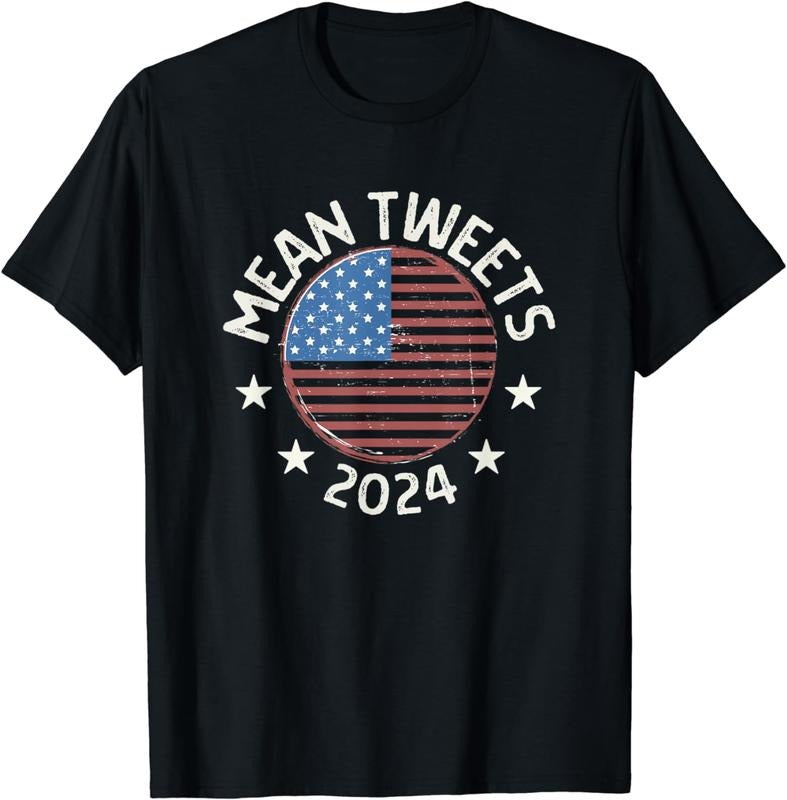 100% Cotton Mean Tweets 2024 Shirt Funny 45 47 Conservative Merica USA T-Shirt