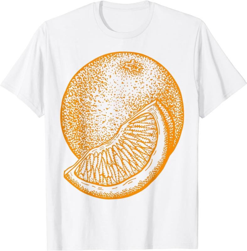 100% Cotton Orange Fruit Retro Vintage Art Graphic Gift - Orange T-Shirt