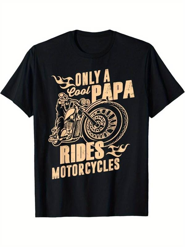 100% Cotton Stretchy Fabric| Cool Papa Rides Motorcycles" Graphic Tee - 100% Cotton