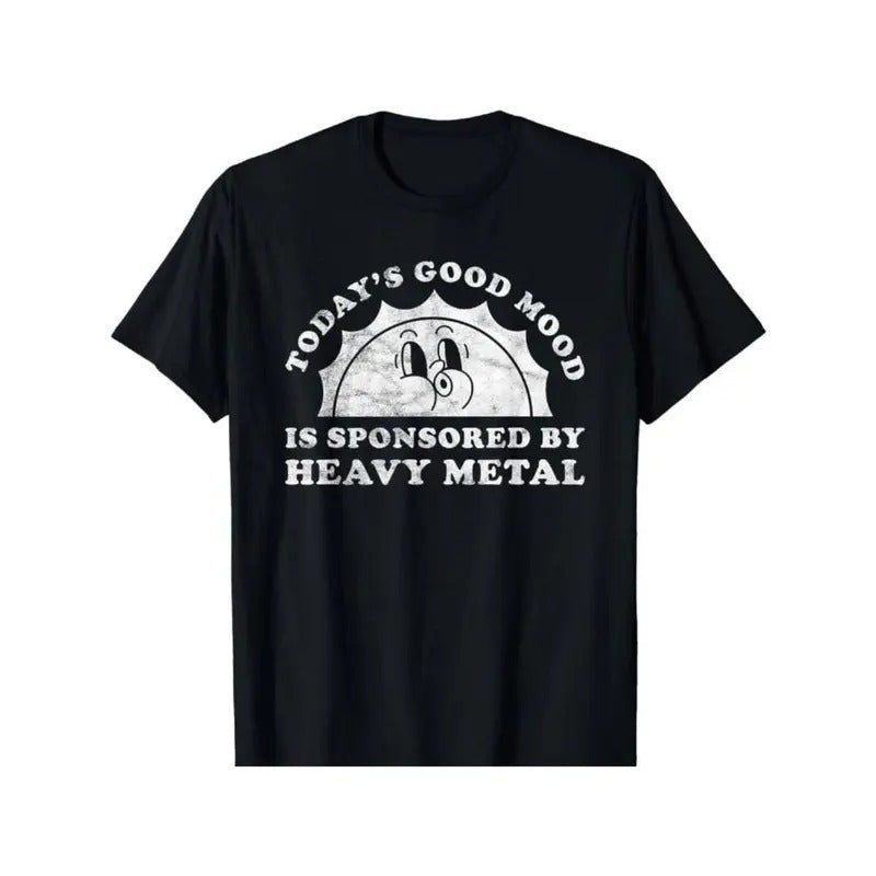 100% Cotton Unisex-Adults T-Shirt Black Classic Fit Short Sleeve Heavy Metal Letter Print