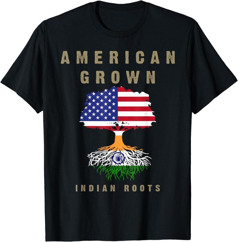 100% CottonAmerican Flag Indian India Roots - Punjabis India T-Shirt