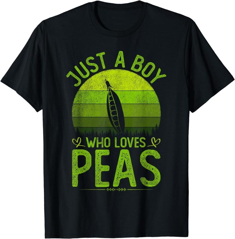100% CottonJust A Boy Who Loves Peas, Vintage Peas Boys kids Men's T-Shirt