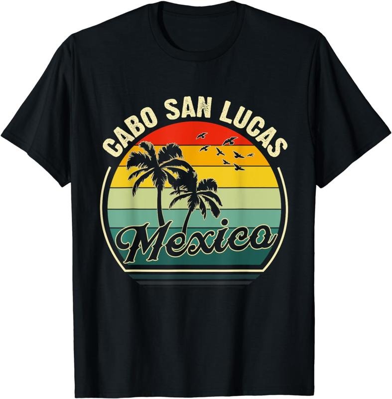 100% CottonVintage Cabo San Lucas Meico Summer Vacation Sunset Palm T-Shirt