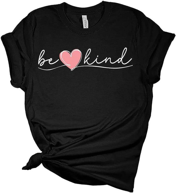 100% CottonWomens Be Kind Shirt Casual Ladies Cute Teacher Graphic Tees Spring Short Sleeve Plus Size Summer Tops for Women
