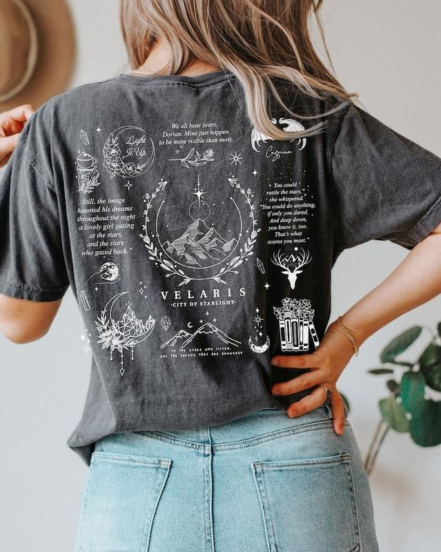 2 Slide Design, SJM graphics t-shirt, Velaris shirt, SJM shirt, A Court of Thorns and Roses Court,  SJM fan shirt, Sjm merch