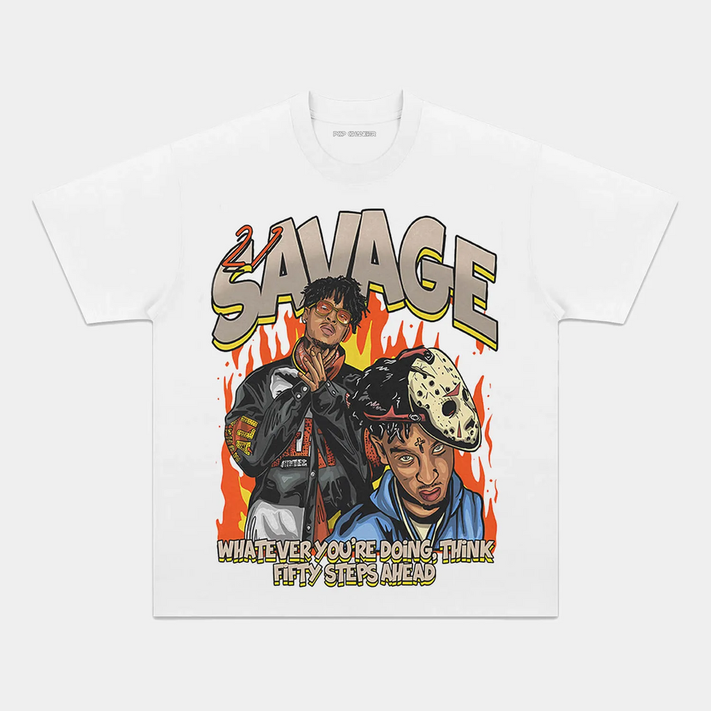 21 SAVAGE FIFTY STEPS GRAPHIC TEE