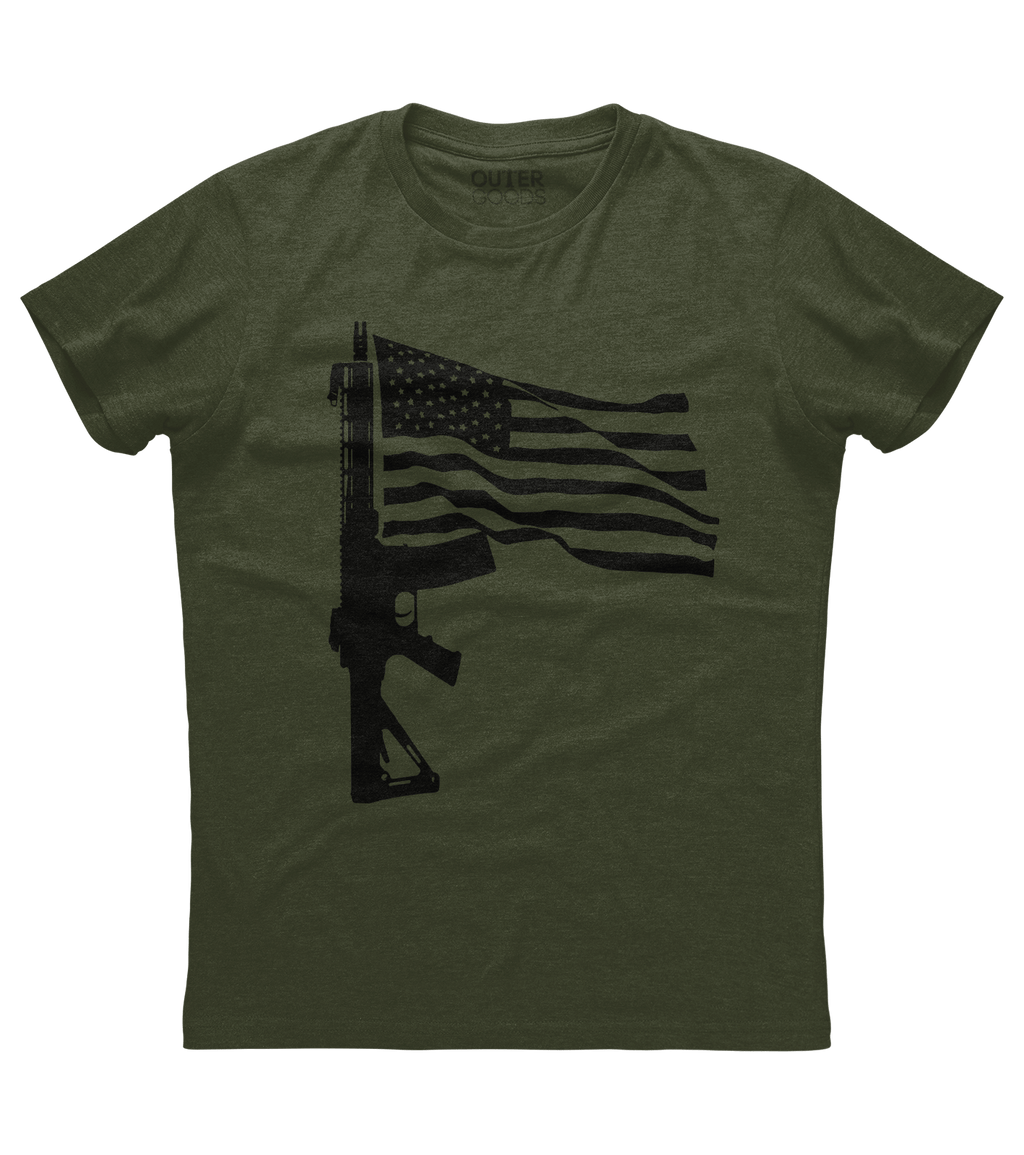AR15 American Flag Patriotic T-shirt (DT)