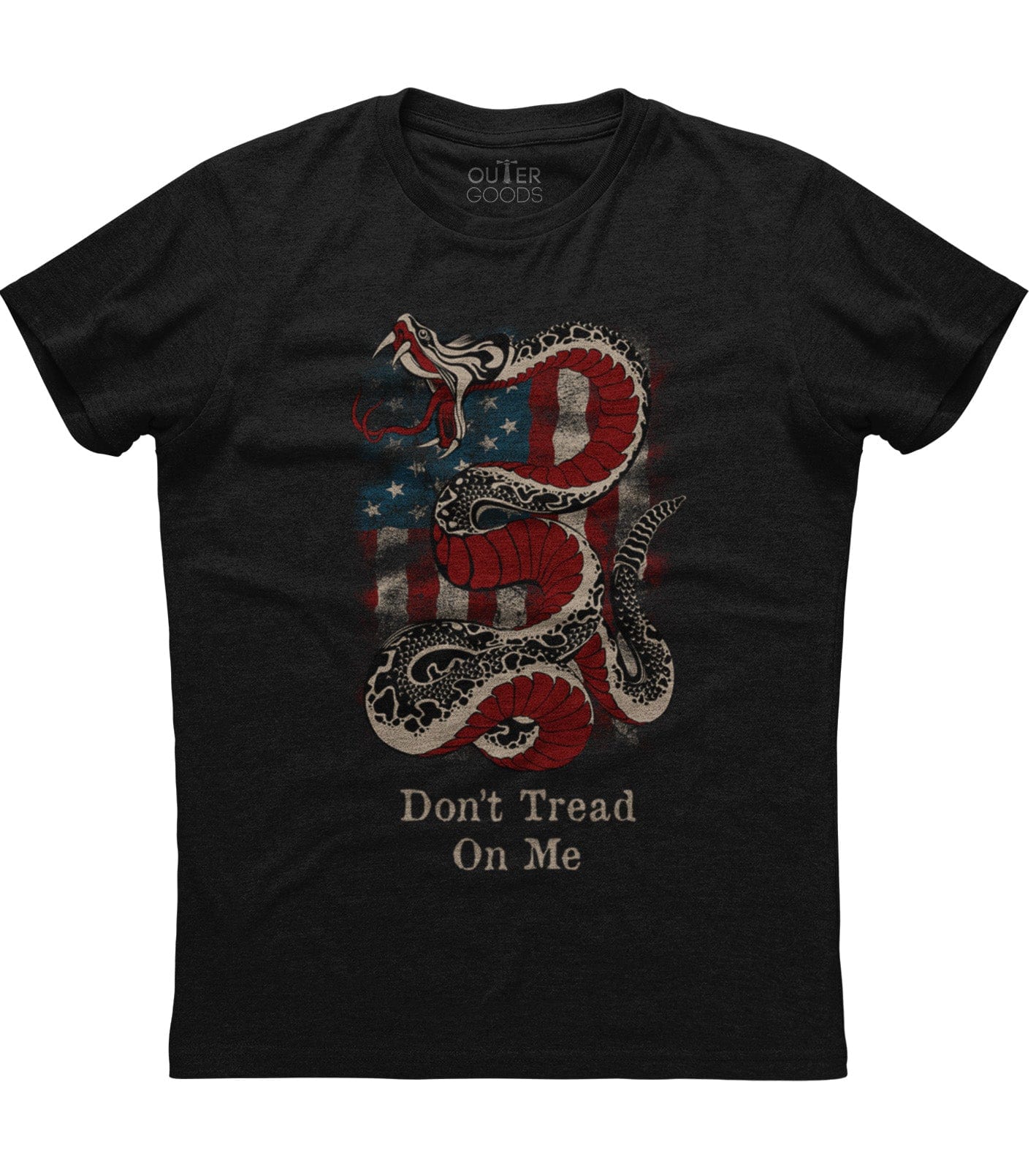 Don't Tread On Me American Flag Snake T-Shirt (O)