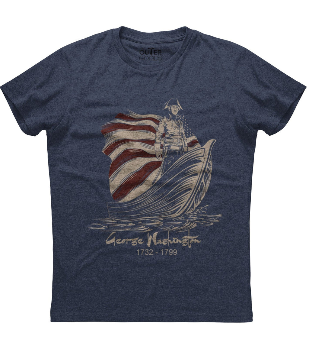 George Washington 1732-1799 American Flag Boat T-Shirt (O)