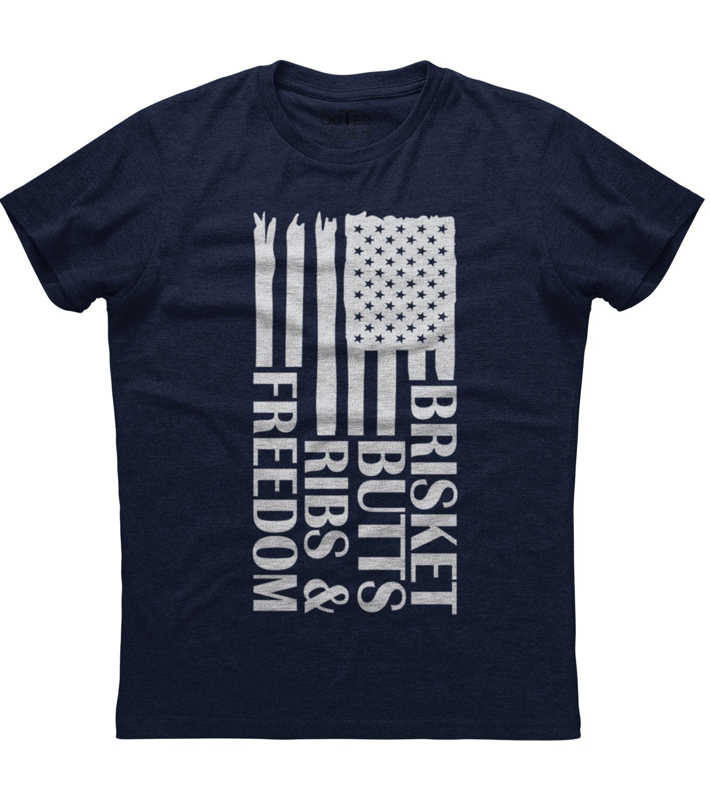Brisket Butts Ribs & Freedom American Flag T-Shirt (O)