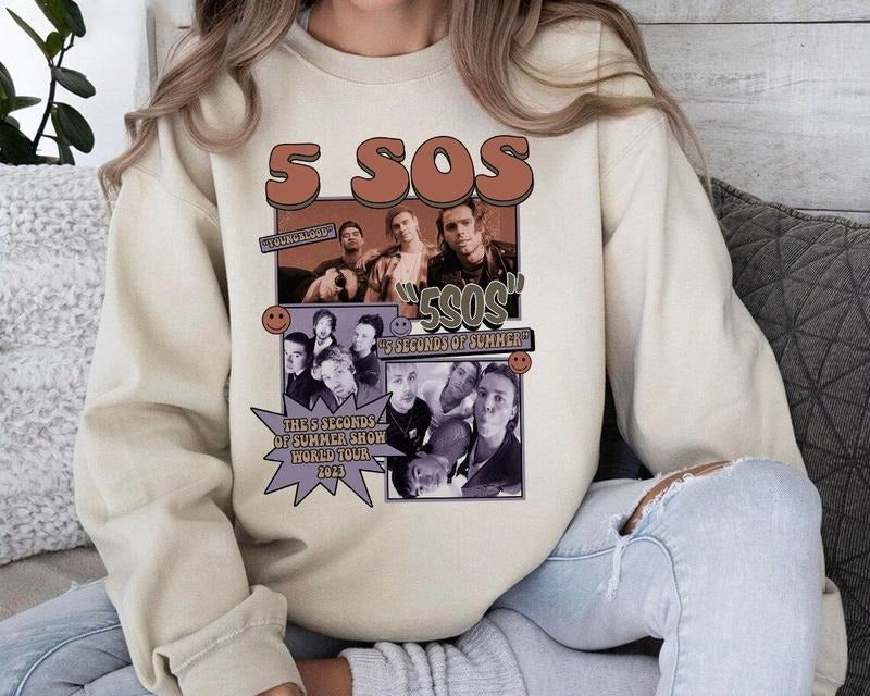 5SOS Eras Tour Music Band Sweatshirt, Vintage Fans Music Merch