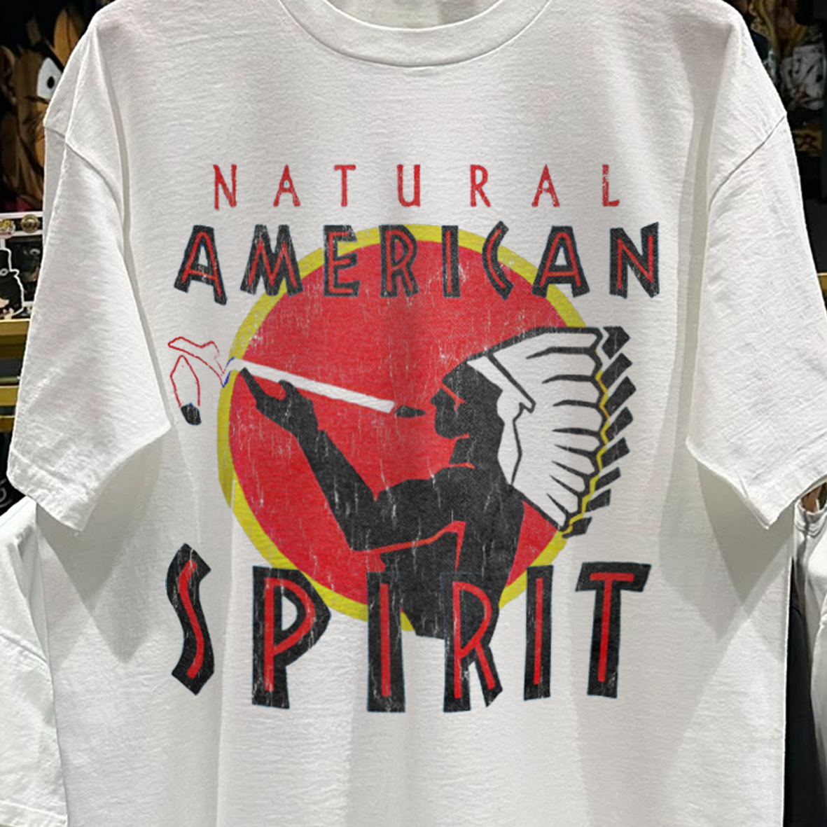 90s NATURAL AMERICAN SPIRIT RARE WASHED WHITE T-SHIRT