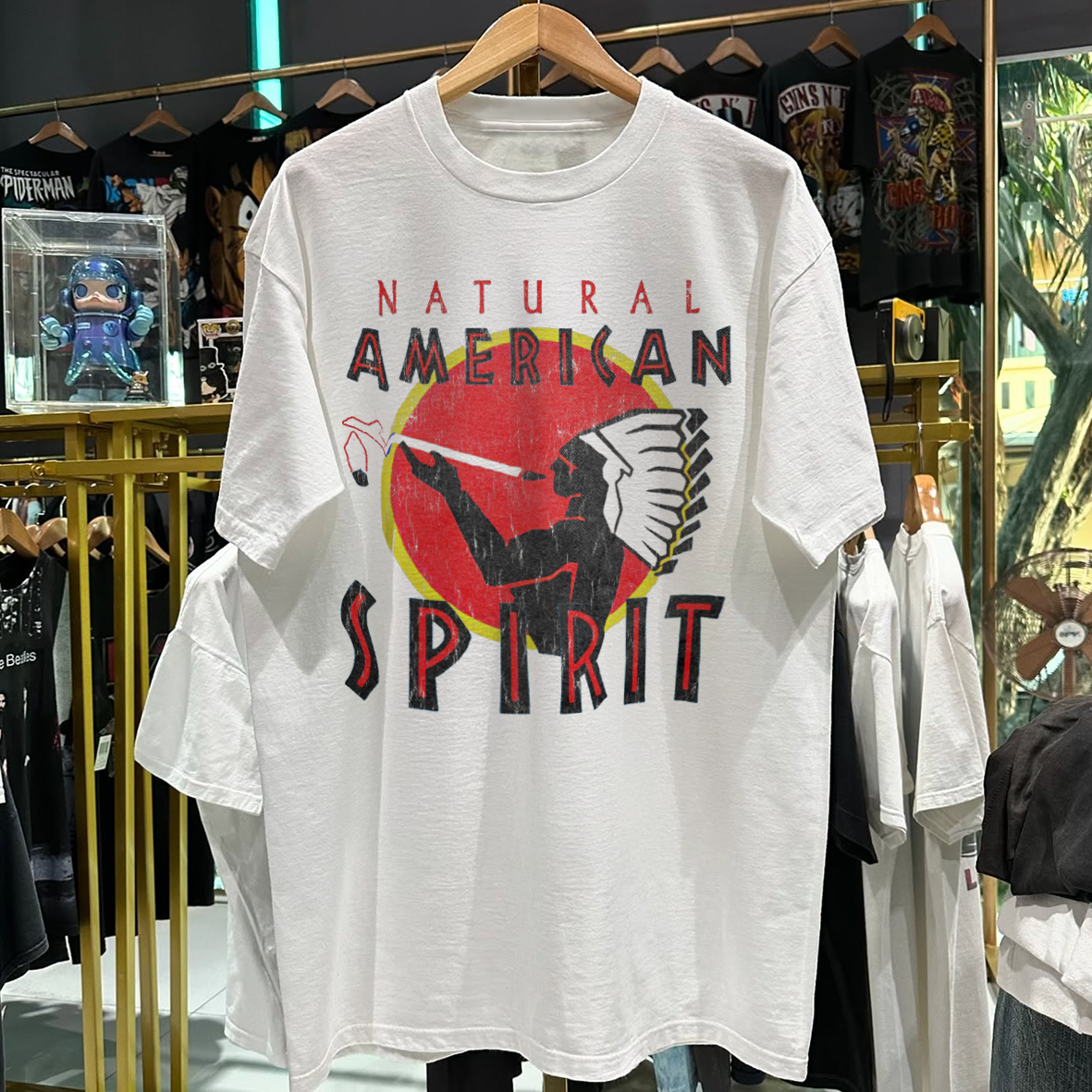 90s NATURAL AMERICAN SPIRIT RARE WASHED WHITE T-SHIRT