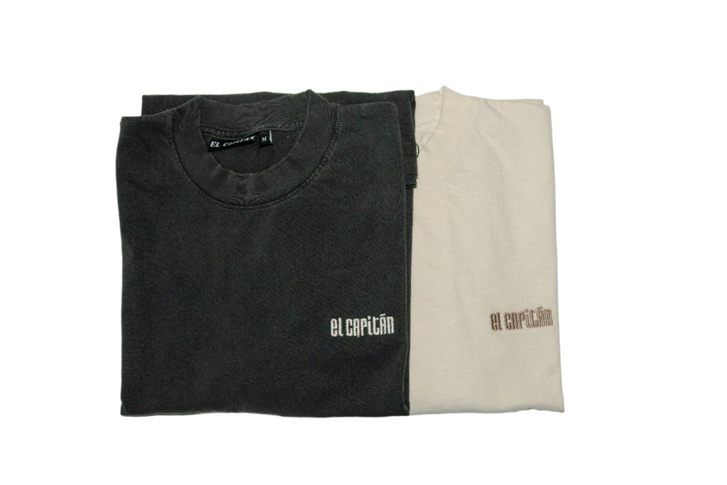 2 PACK EMBROIDERED TEES - VINTAGE BLACK & CREME
