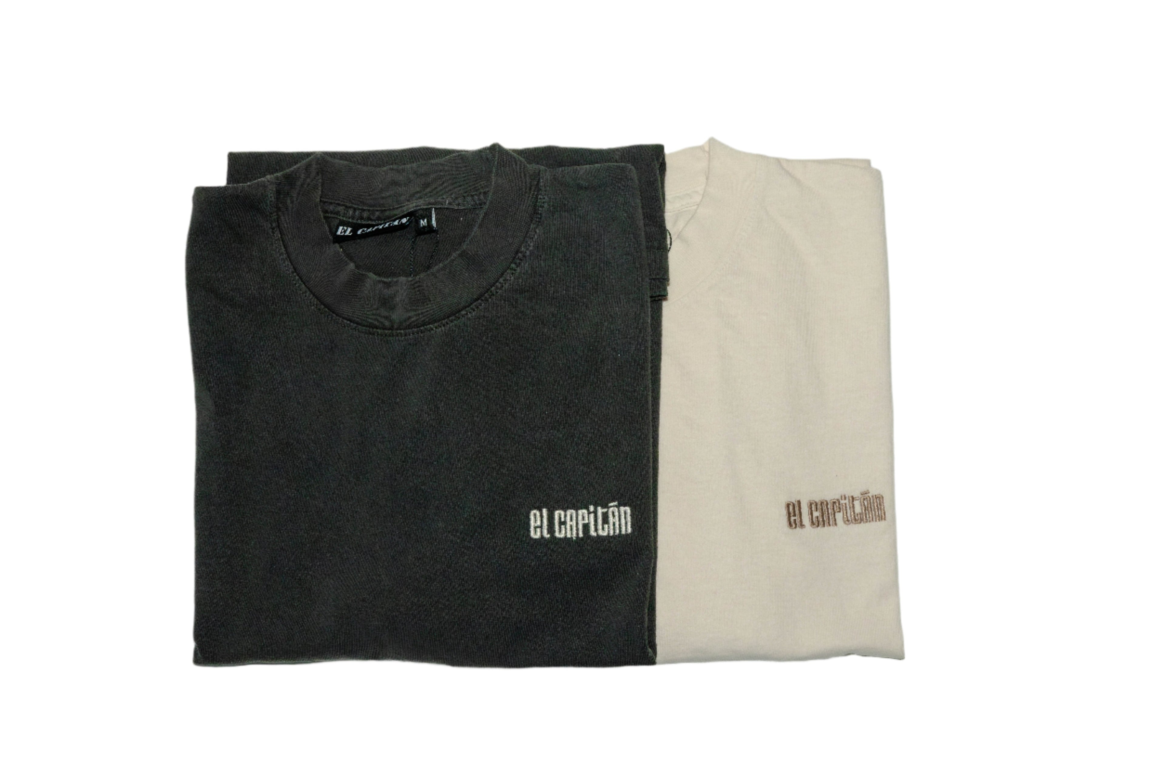 2 PACK EMBROIDERED TEES - VINTAGE BLACK & CREME