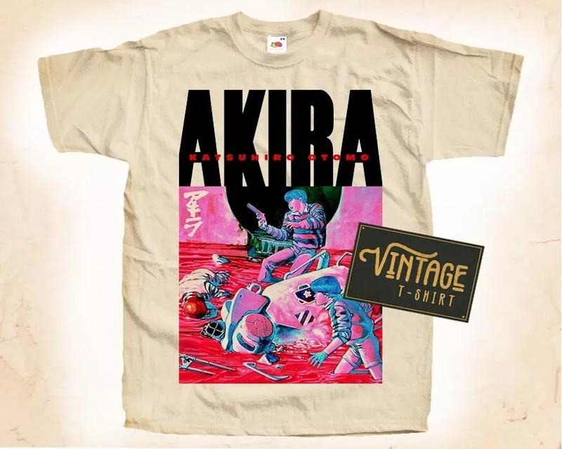 AKIRA 1988 vol 1 T SHIRT Vintage Tee Movie Poster Natural Beige Sizes S to 5XL