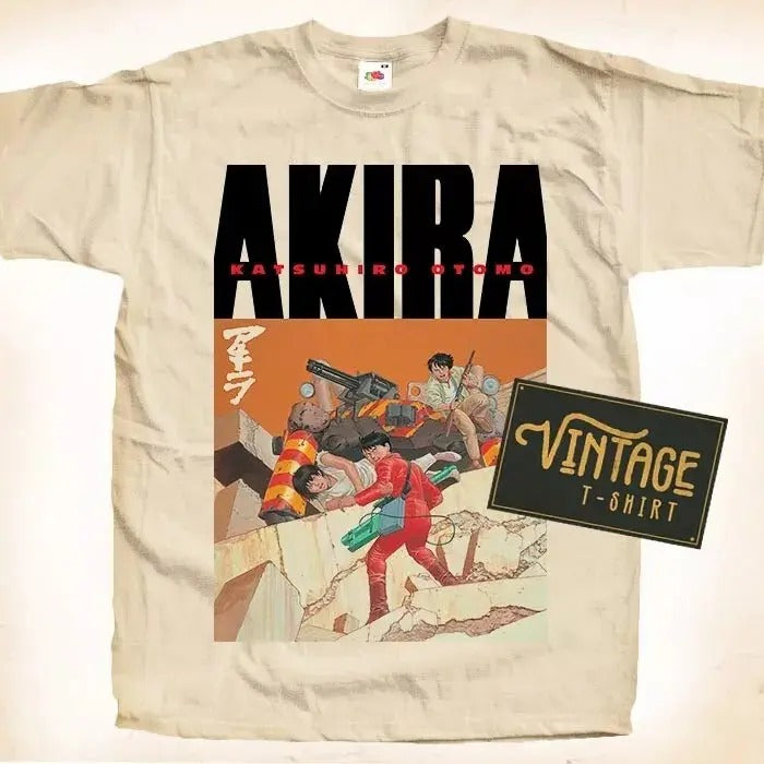 AKIRA 1988 vol 6 T SHIRT Vintage Tee Movie Poster Natural Beige Sizes S to 5XL