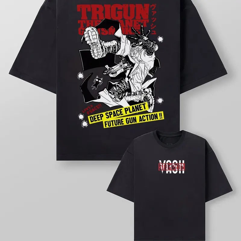 ANIME UNISEX - Trigun Vash The Stampede Moon Anime Manga Unisex T-Shirt Fan Gift, Trigun Streetwear Style
