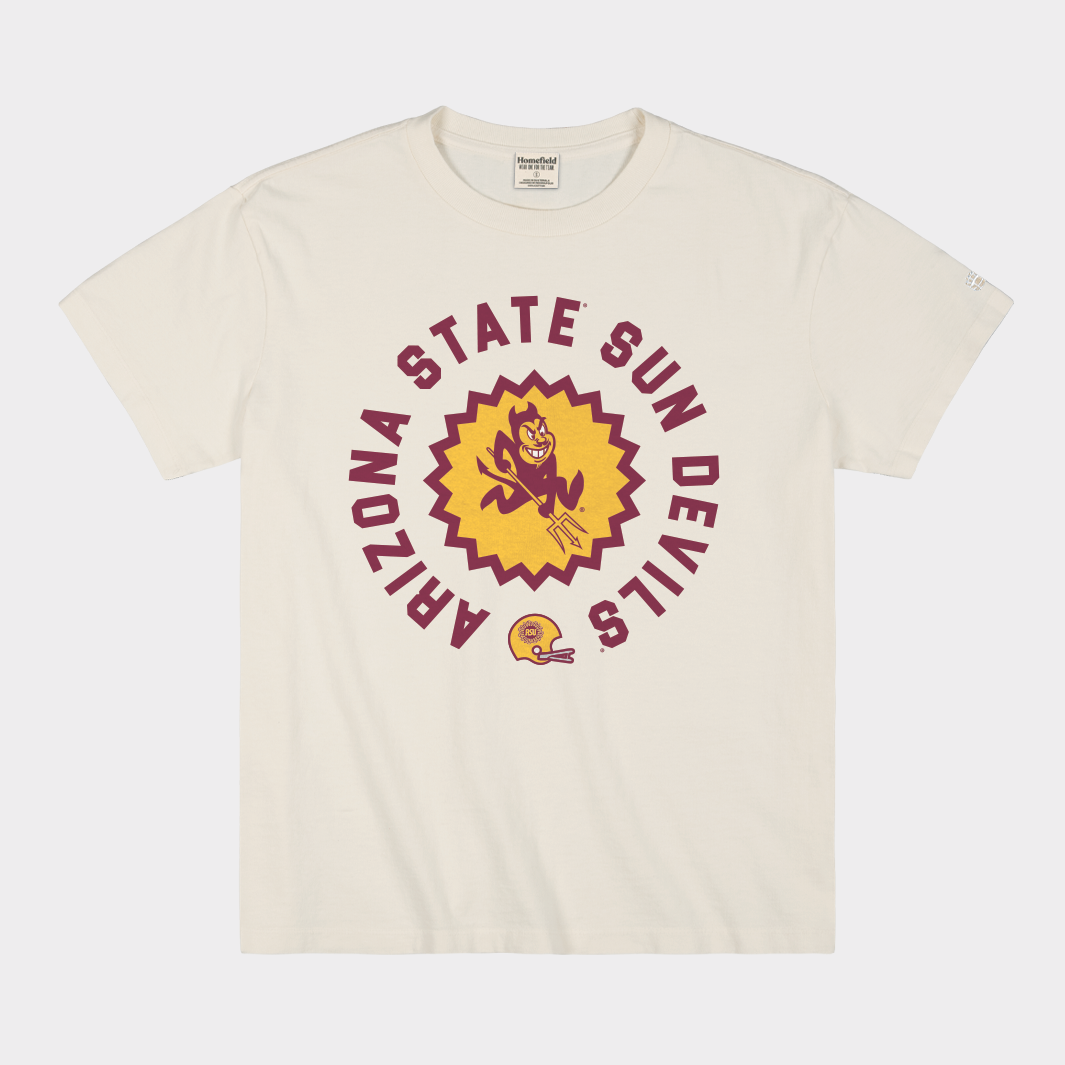 Arizona State Football Sunburst Logo Vintage Heavyweight Tee Style001