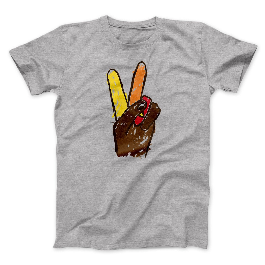 Peace Sign Hand Turkey Funny Thanksgiving Men/Unisex T-Shirt