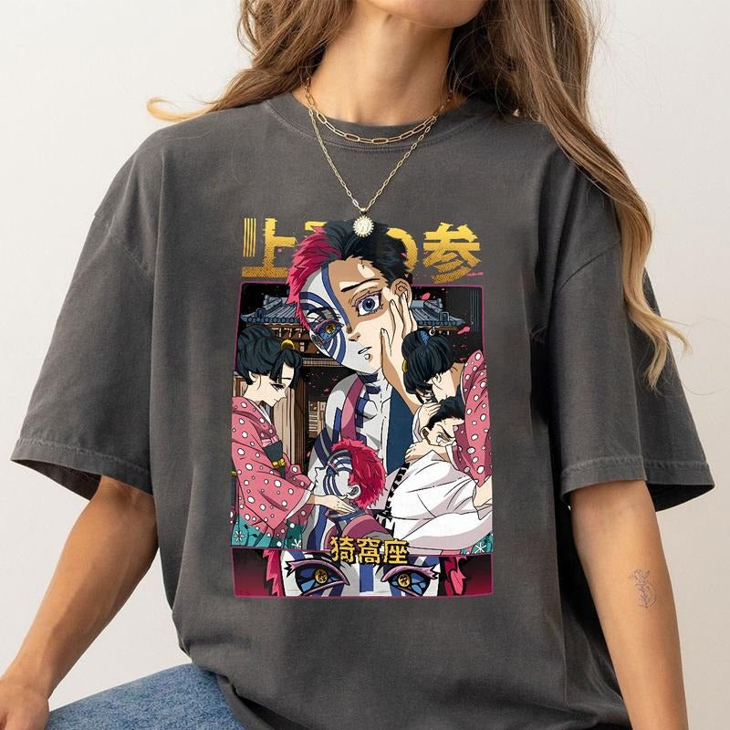 Akaza Hakuji Soyama Demon Slayer Shirt, Akaza Upper Moon 3 Demon Eyes Sweatshirt, Kimetsu No Yaiba t-shirt, anime sweatshirt hoodie