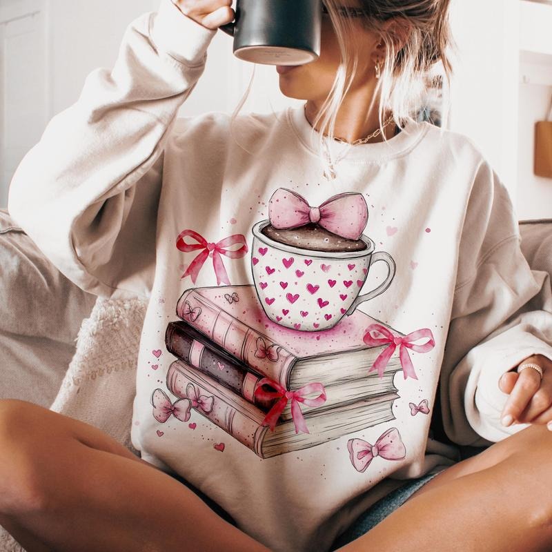 All Booked For Valentine's Sweatshirt, Girly Valentines Hoodie, Teacher Valentine's Shirt, Valentines Gift, Coquette Bow Girly Unisex Soft Comfort Crewneck Pullover Long Sleeves Graphic Fabric Sweater