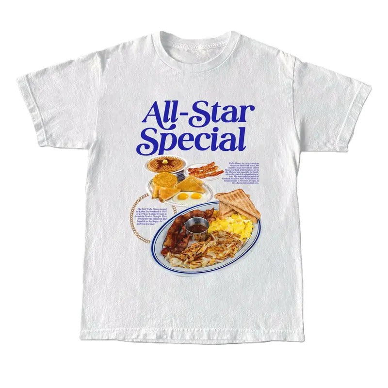 All-Star Special Breakfast T-Shirt, Unisex Graphic T-shirt, Vintage 90s style top clothing, Unisex graphic Streetwear shirts