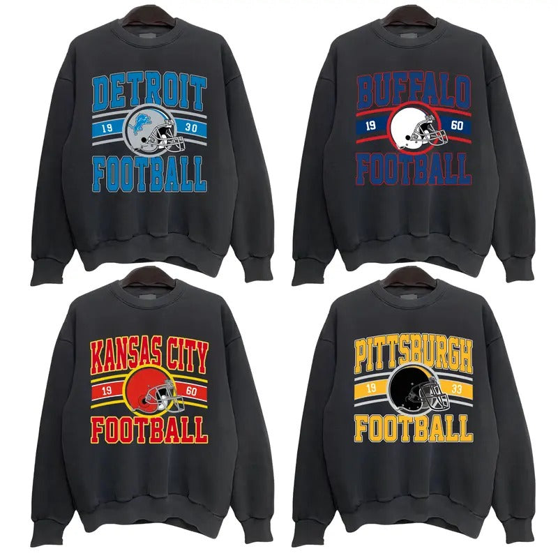 All Team Football Sweatshirt, 90s Vintage Crewneck Sweatshirt, Vintage Football Sweatshirt Hometown Pullover, Gift For Her, Women Tops, Menswears