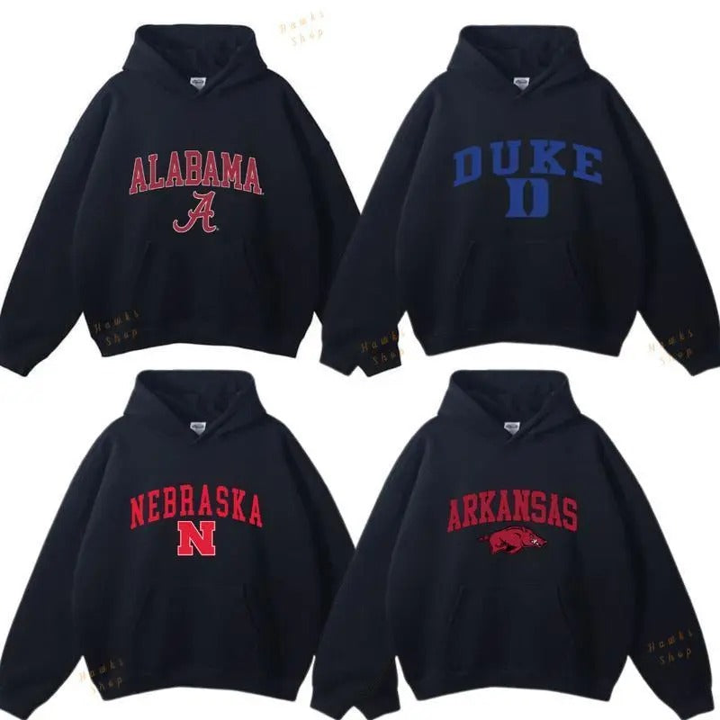 All Teams NCAA Collection Unisex Crewneck Black Hoodie, Graphic Team Collection Hoodie, Gift For NCAA Fans, Cotton Casual For Sport Fan men's  sweatshirts vintage  clothing