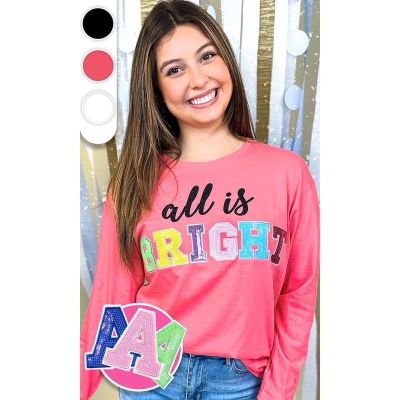 All is Bright Sequin Graphic Long Sleeve T-Shirt
