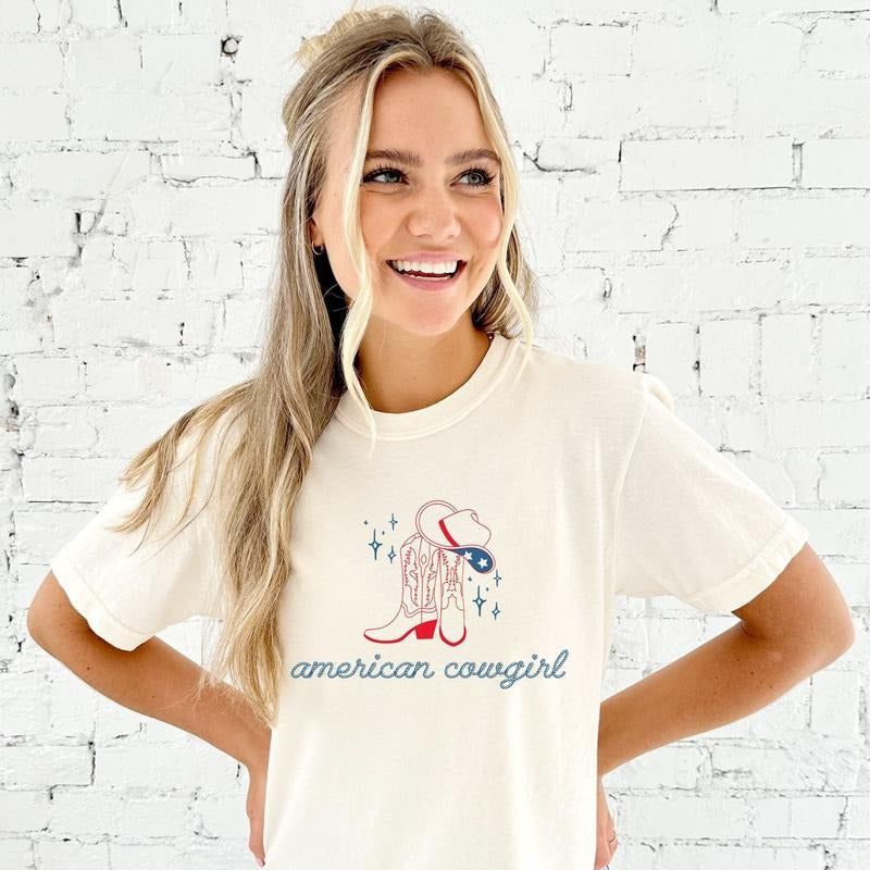 American Cowgirl T-shirt Oversized Western Cowgirl Tee Cowgirl Shirt Cute 4th Of July Tee Gift For Her  T-shirt, sweater and Hoodie