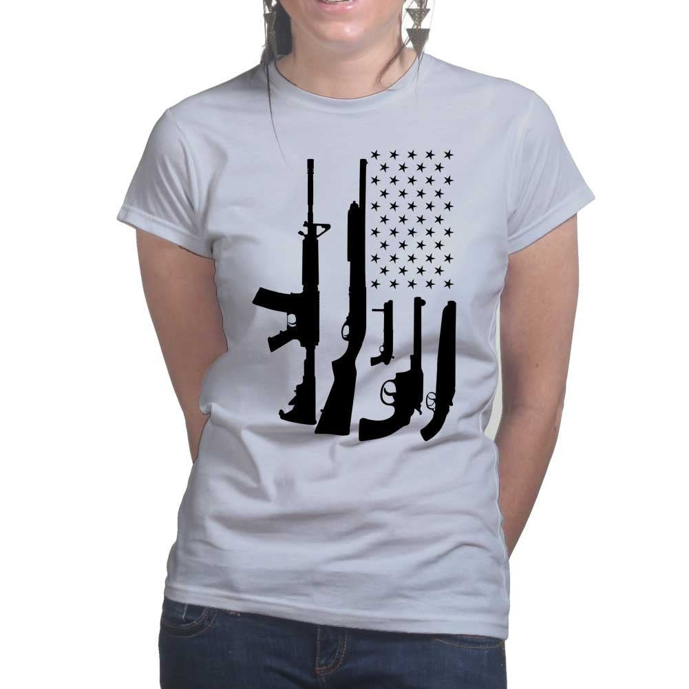 American Flag Gun Ladies T-shirt Style001