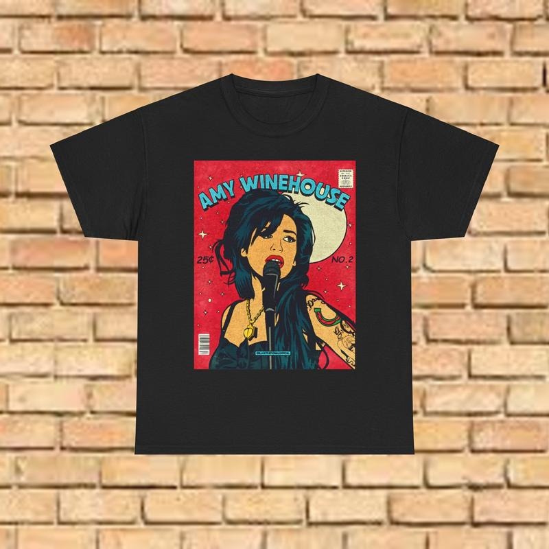 Amy Winehouse Vintage Comic T Shirt, 70s Rock Retro T Shirt, Tee Shirt For Soul Singer, Classic Rock Concert T Shirt, Music Concert Shirt, Unisex T-Shirt, Gifts For Men Women, Short Sleeve Tee Shirt