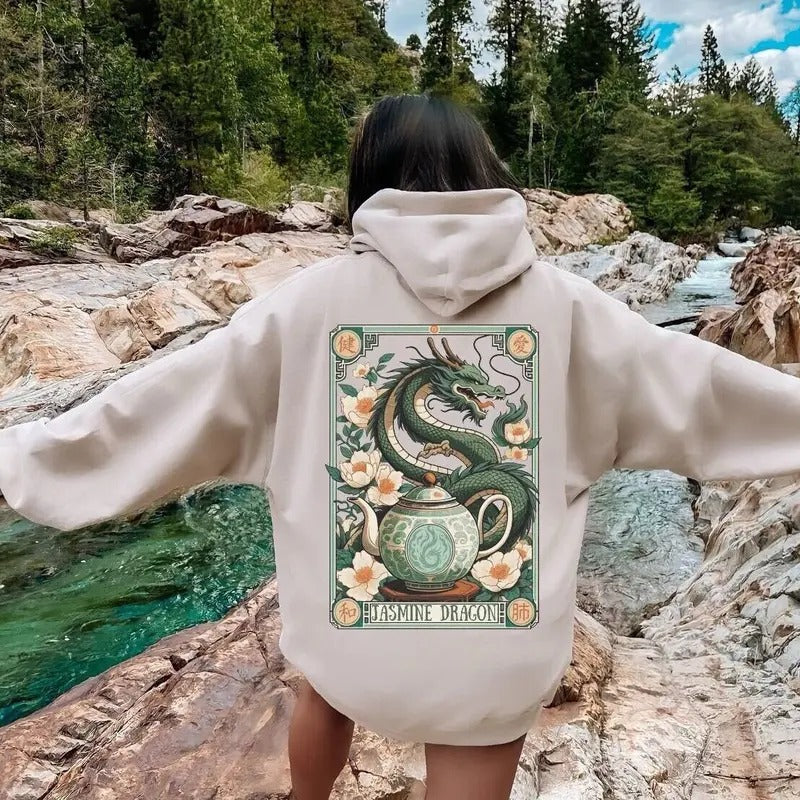 Anime Hoodie Dragon Tea Shop Anime Girl Shirt Gift for Him Anime Streetwear Tarot Card Hoodie Japanese Anime Fan Art Harakiri Kawaii