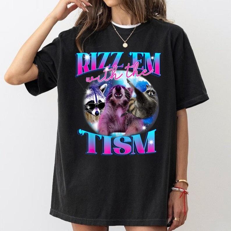 Autism Funny Rizz Em With The Tism Meme Autistic Opossum T-Shirt