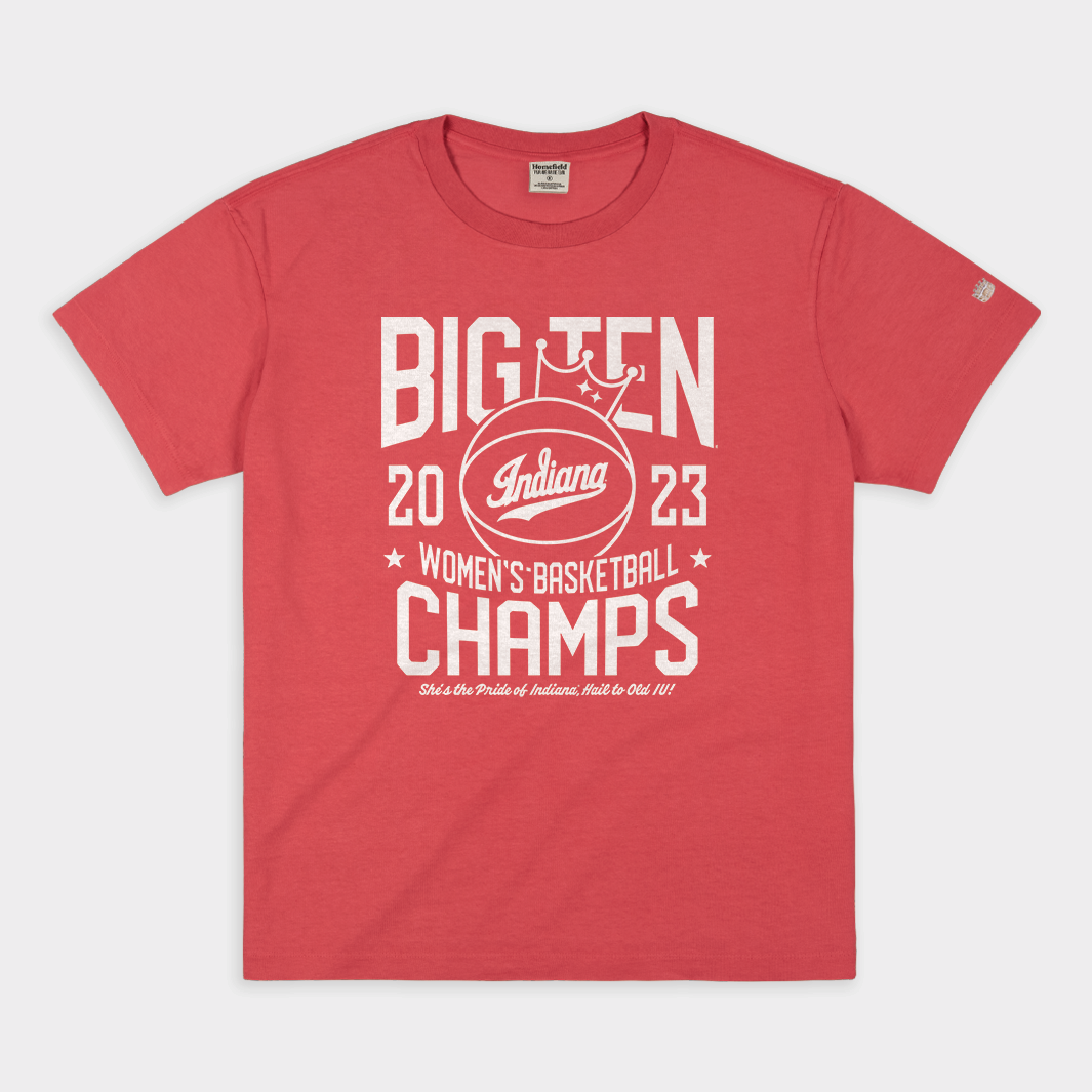 IU Women's Basketball 2023 B1G Champs Vintage Heavyweight Tee Style001