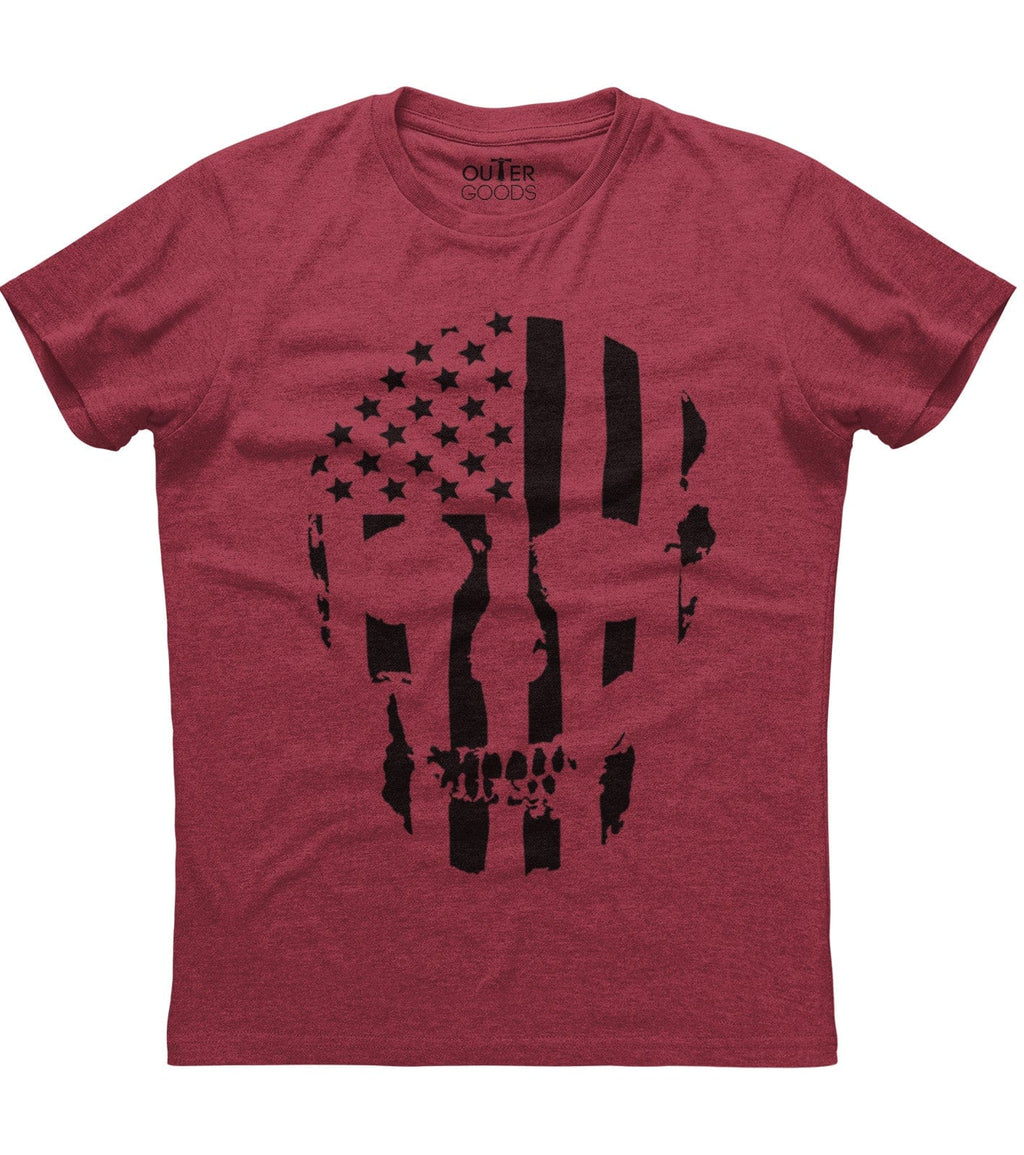 American Flag Skull Patriotic T-Shirt (O)