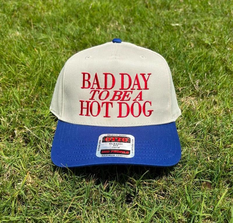 Bad Day To Be a Hot Dog Embroidered Hat, Funny Baseball Hat, Summer Hat, Funny Trendy Trucker Snapback Hat, Fourth of July Hat, 4th of July Cap
