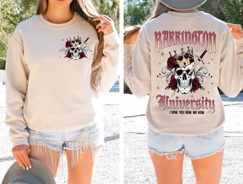 Barrington University Sweatshirt, The LORDS Series Hoodie, The Ritual, The Sinner, The Sacrifice, Dark Romance, Book Lover Shirts, Floral Skeleton, Rose Skeleton, Fantasy Reader Unisex Soft Comfort Crewneck Pullover Long Sleeves Graphic Fabric Sweater