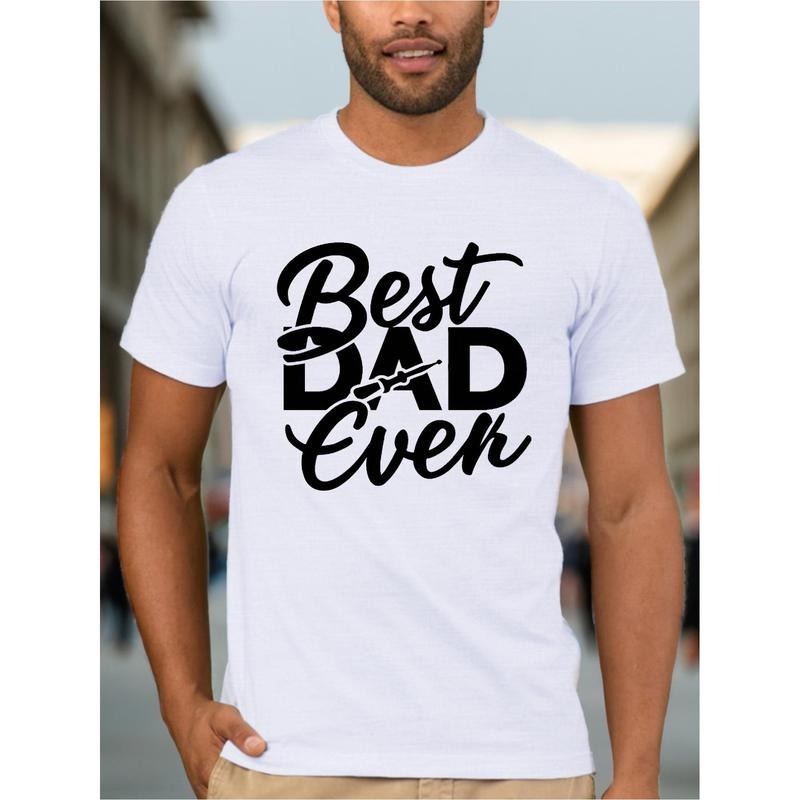 Best Dad Text Fit Men's T-Shirt Ever, Sweat Absorbing and Freedom of Movement, Summer Classic Fashion Trend T-Shirt, 100% cotton T-shirt Made in USA
