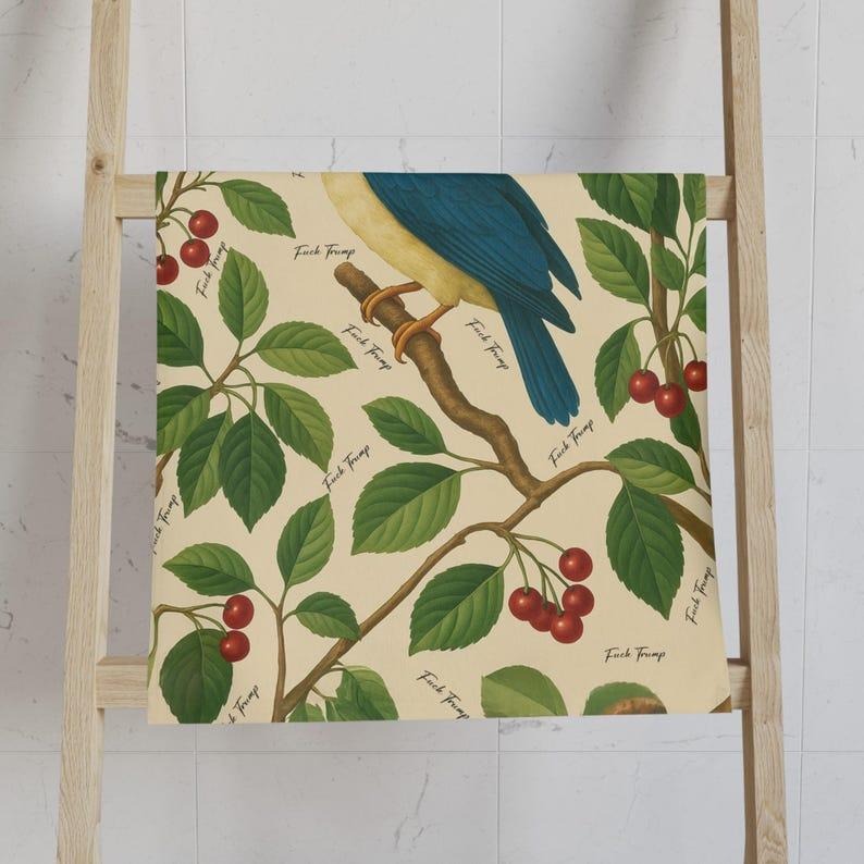 Birds Tea Hand Towel, Subtle Political Fck Trump Tea Towel, Anti-Trump Home Decor, Funny Political, Dish Towels For Bird Watcher Mom