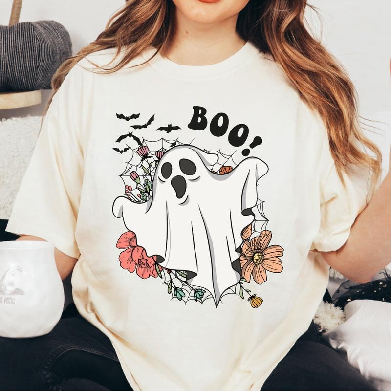 Boo Ghost Shirt, Comfort Colors Shirt, Ghost Halloween Shirt, Casual Shirt Unisex, Halloween Clothing, Graphic Halloween Apparel, Casual Cotton T-shirt, Unisex Halloween
