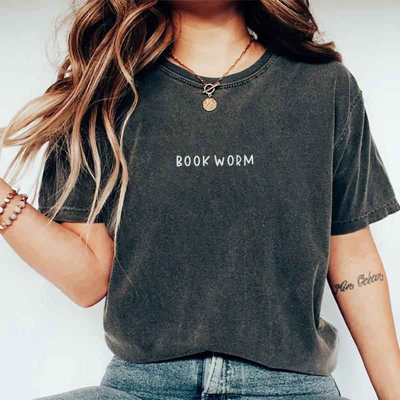 Bookworm Shirt, Bookish Graphic Women Tee, Book Nerd Printed Unisex Shirt, Librarian T-Shirt, Shirt for Book Lovers, Book Club Gift, Comfy Fabric Oversized Graphic Tee, Women's Tops, Womenswear Cotton Fabric Relaxed Fit Chic Style