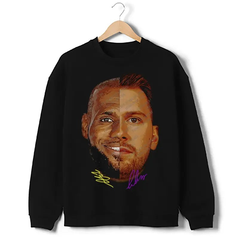 Bron And Luka Sweatshirt LA Basketball Custom Design Graphic Crewneck Sweater Sweatshirt
