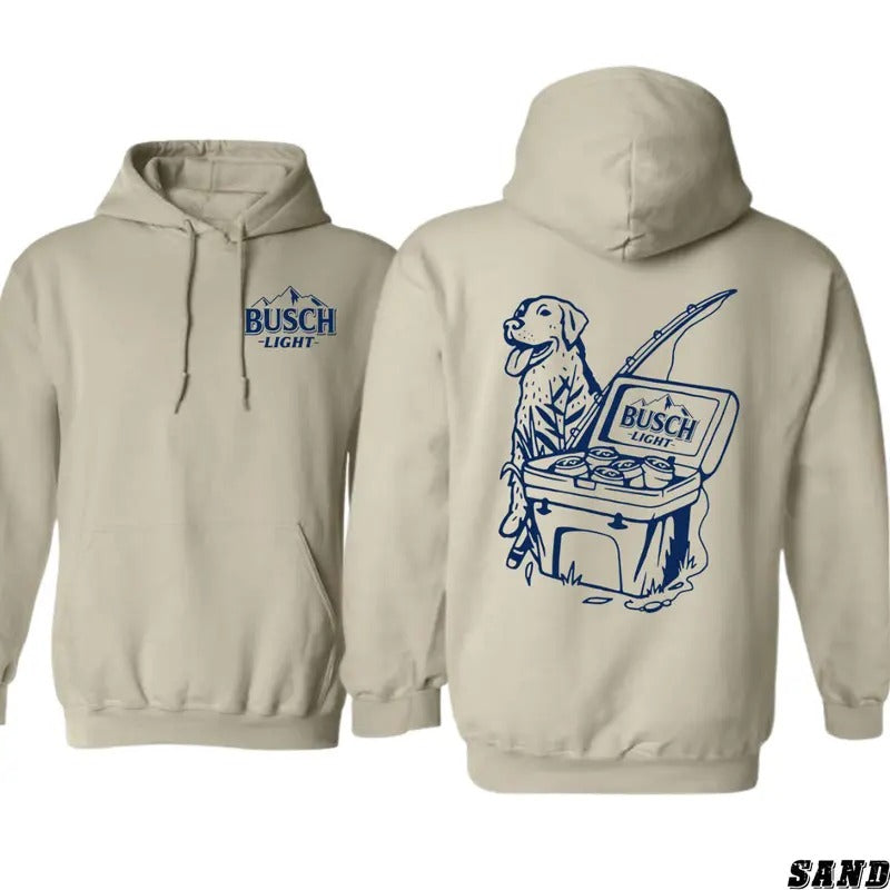 Busch Light Labrador Hoodie - Hoodies for Country Girls, Rustic Cooler and Dog Graphic, Casual Outdoor Sweatshirt, Country Living Apparel Womenswear Sweaters